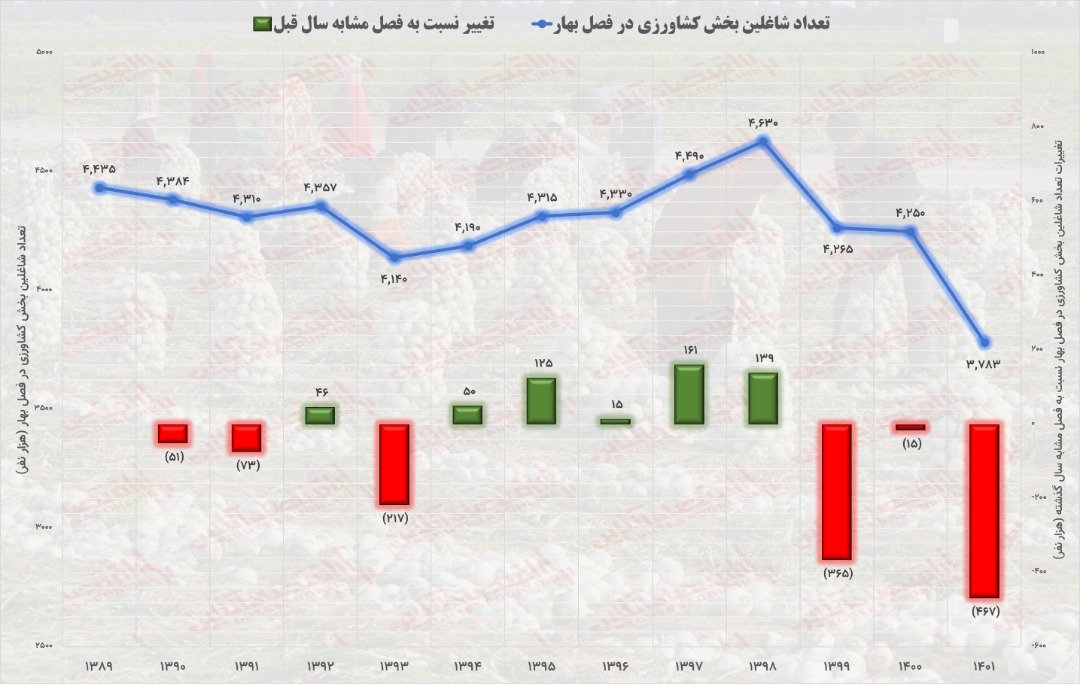 افزایش تعداد شاغلین بخش کشاورزی پس از ۵ سال روند کاهشی